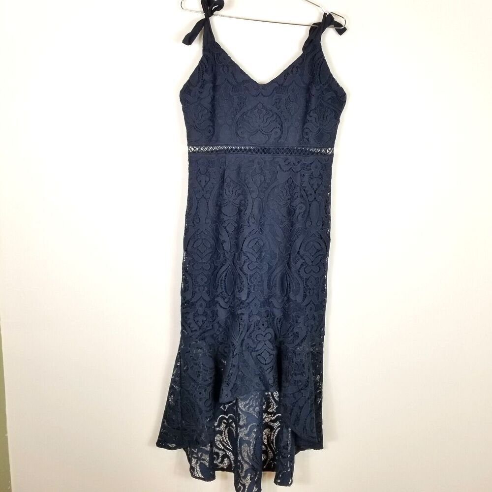 Lulu's Blue High Low Sheath Dress Spaghetti Strap